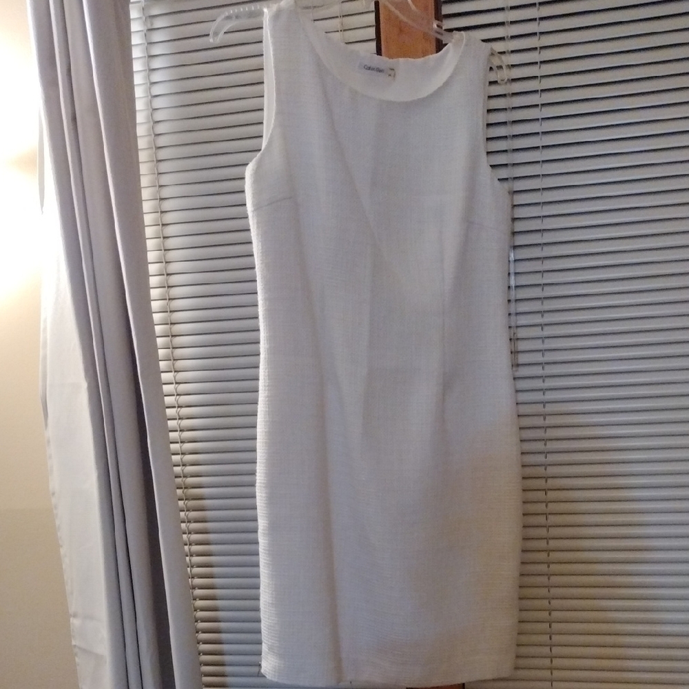 White And Silver Shimmering Tweed Sleeveless Dress With Stylish Jacket